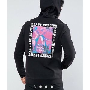 River Island Black & Pink Skull Hoodie